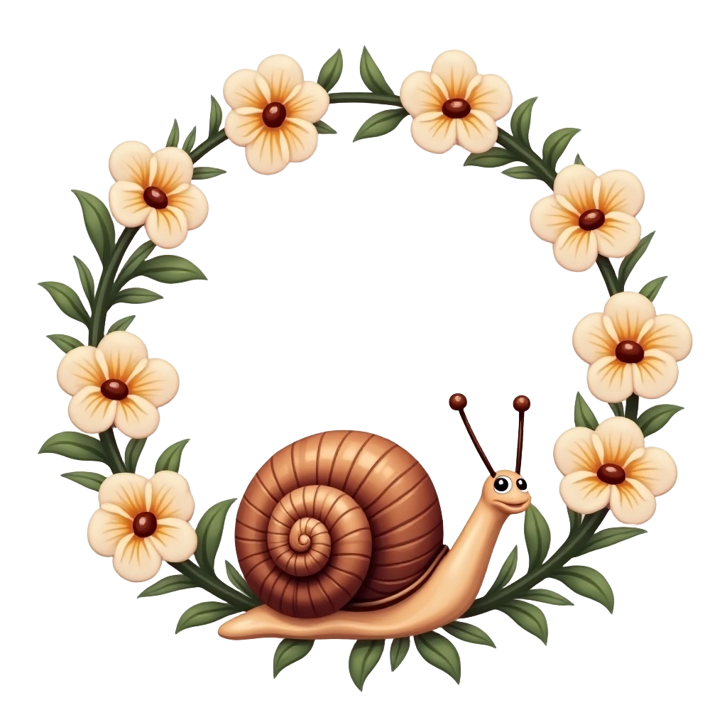 Snail and Floral Wreath